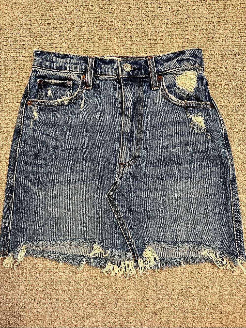 Abercrombie & Fitch Curve Love High Rise Denim Mini Skirt Waist 25